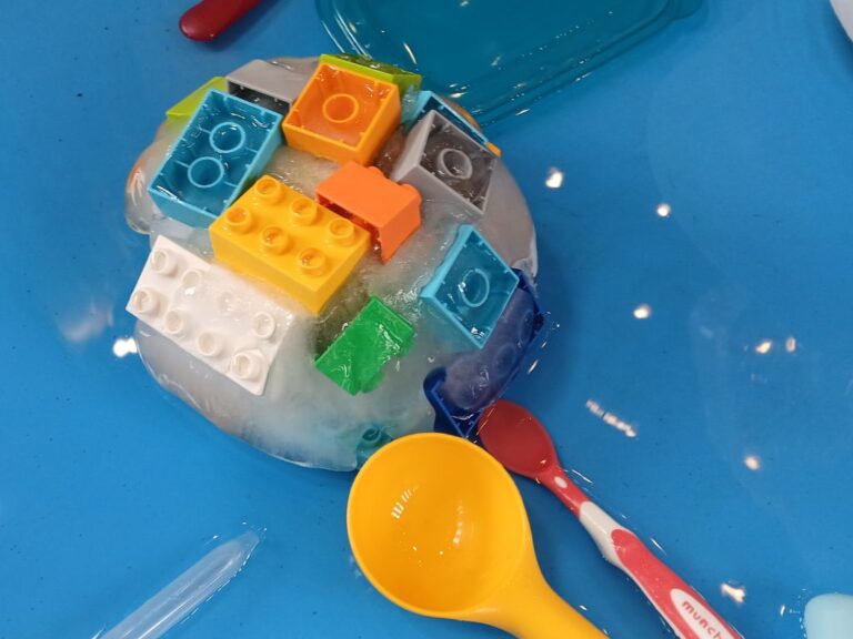 lego bricks encased in ice